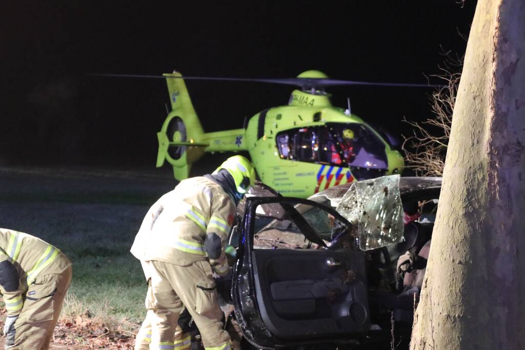 Zwaargewonde na eenzijdige botsing tegen boom