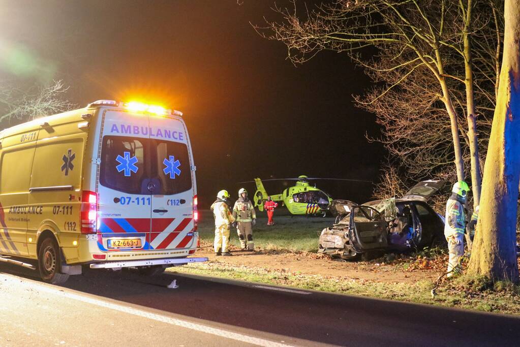 Zwaargewonde na eenzijdige botsing tegen boom