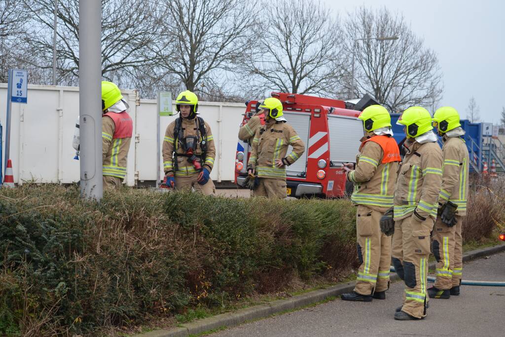 Brand in container bij afvalverwerker
