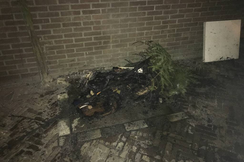 Brandende kerstboom snel geblust