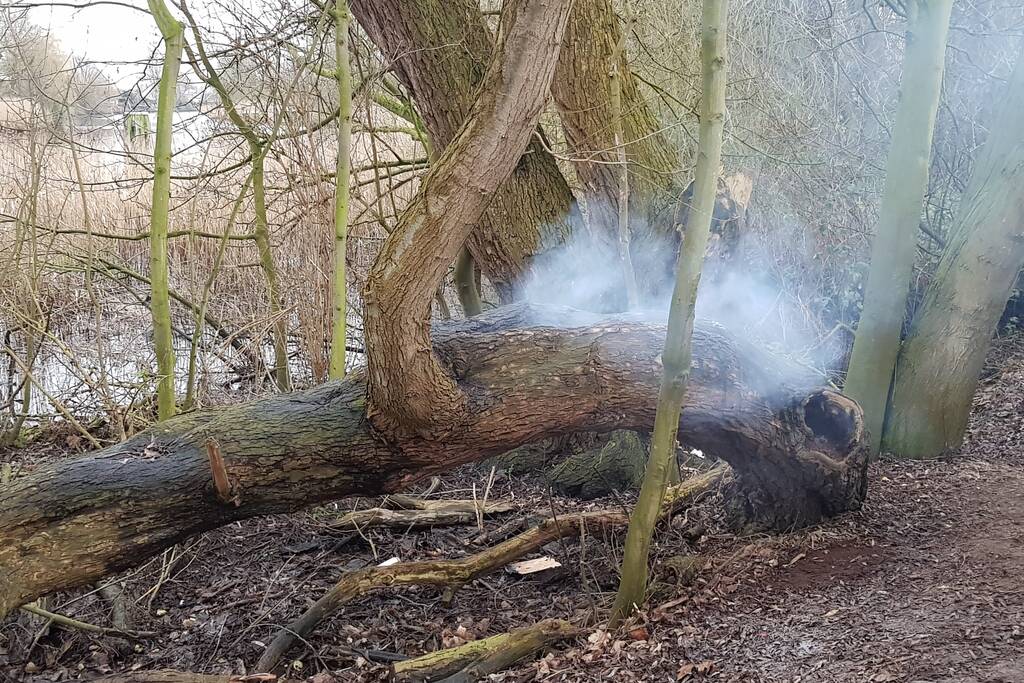 Boom in stukken gezaagd om de kunnen blussen