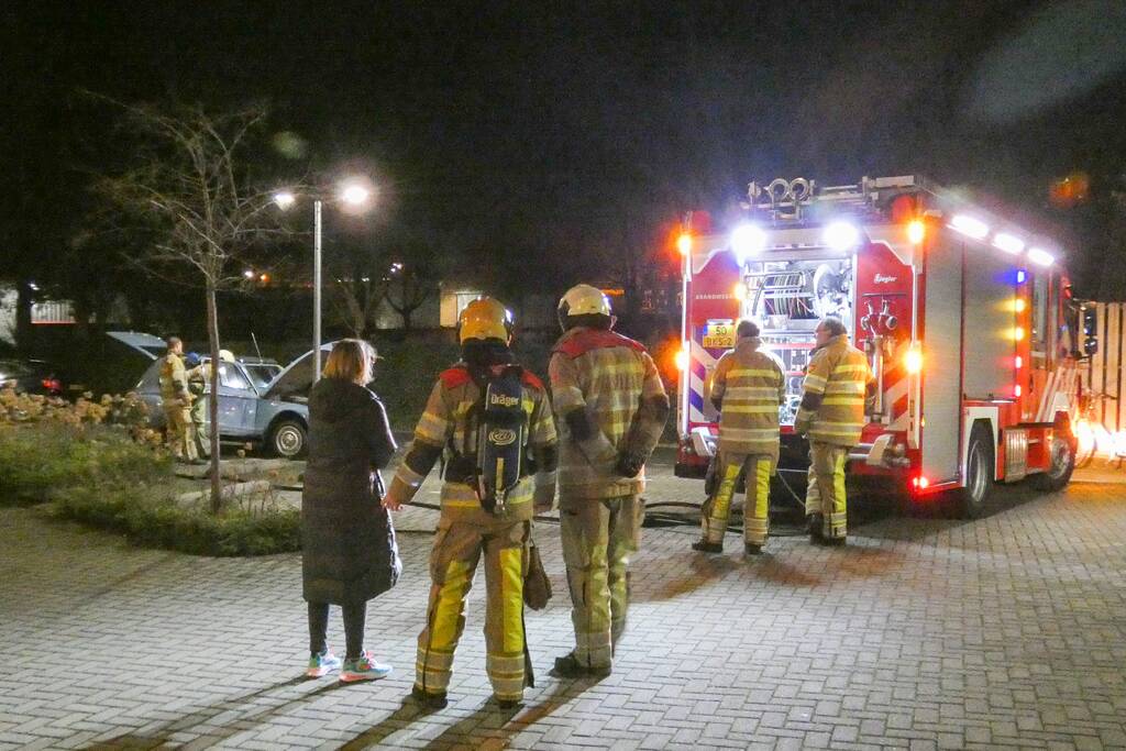 Lelijke eend staat te roken op parkeerplaats