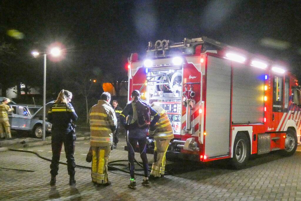Lelijke eend staat te roken op parkeerplaats