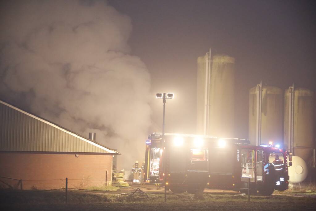 Shovel vat vlam in lege schuur