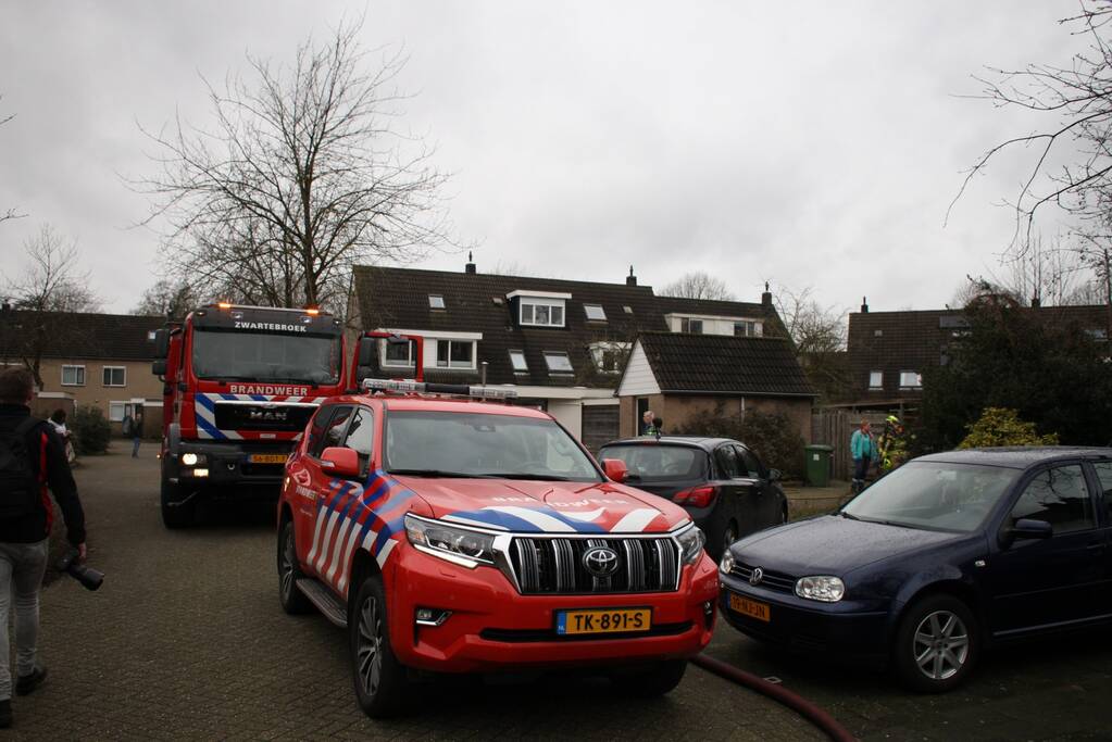 Brand in schuur achter woning
