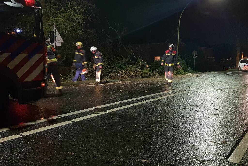 boom valt omver en blokkeert fietspad