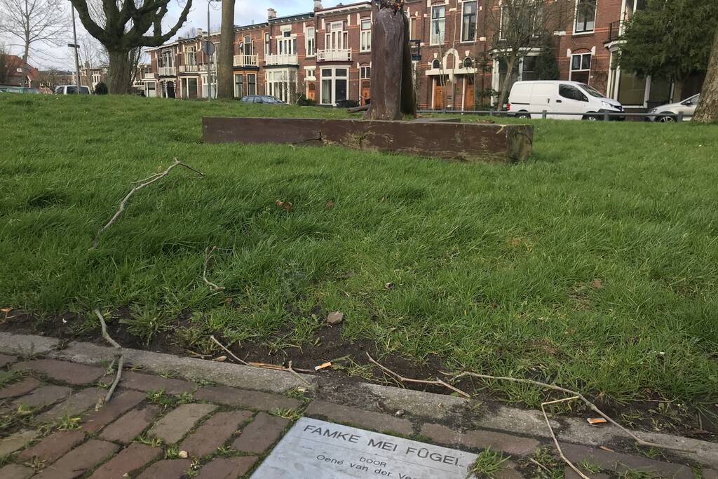 Kunstwerk Famke Mei Fugel heeft storm Ciara niet overleefd