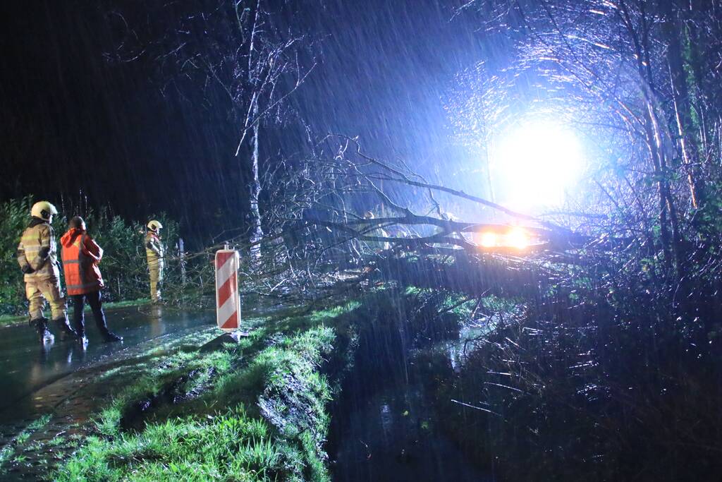 Afgebroken boom verspert weg