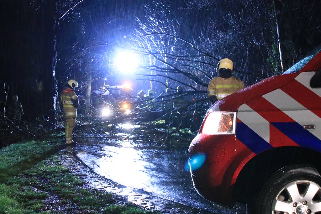 Afgebroken boom verspert weg