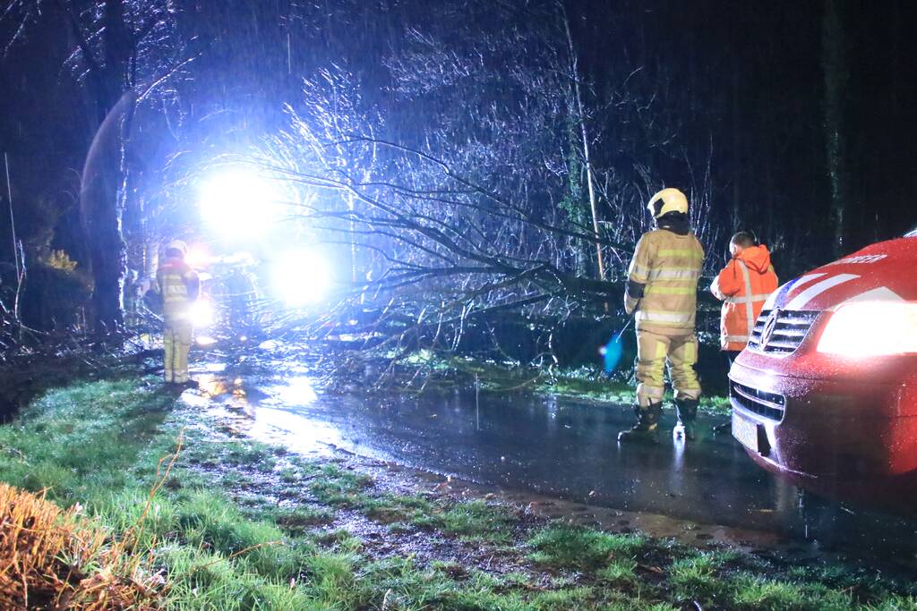 Afgebroken boom verspert weg