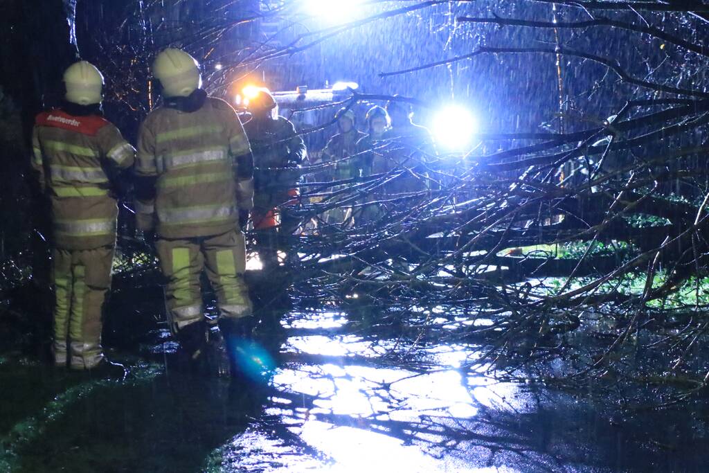 Afgebroken boom verspert weg