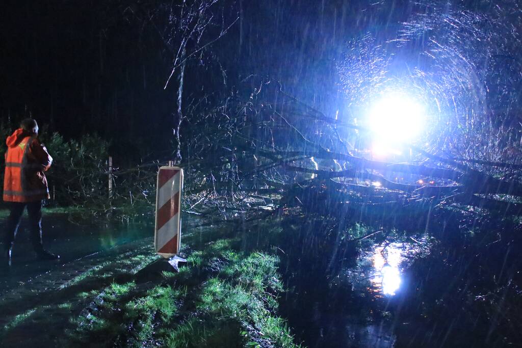 Afgebroken boom verspert weg