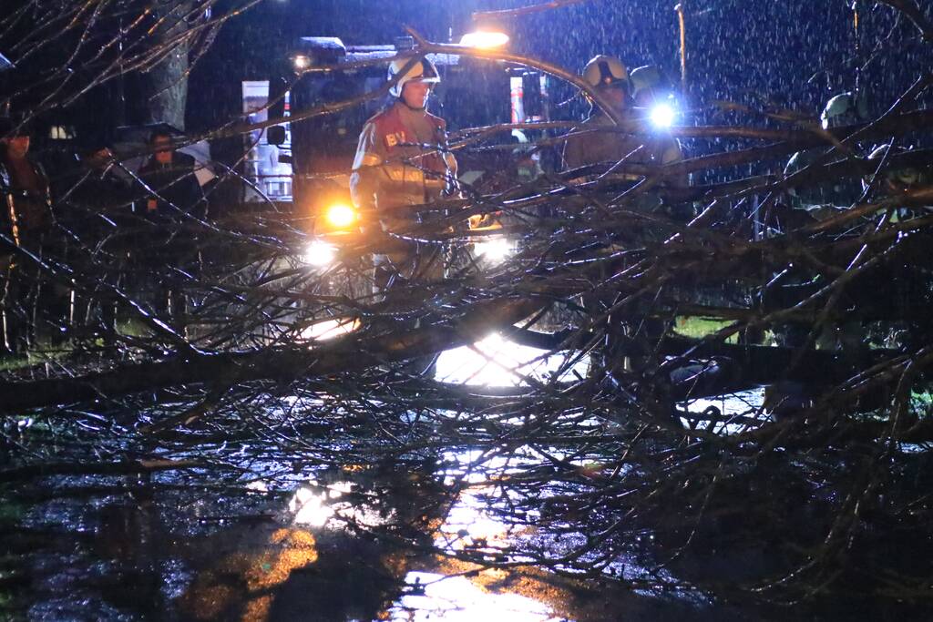 Afgebroken boom verspert weg