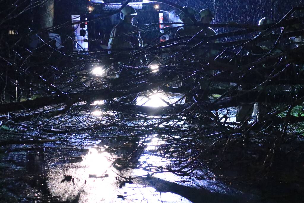 Afgebroken boom verspert weg