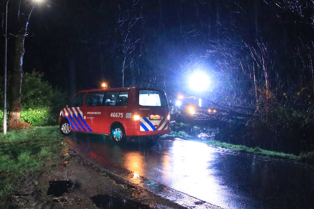 Afgebroken boom verspert weg