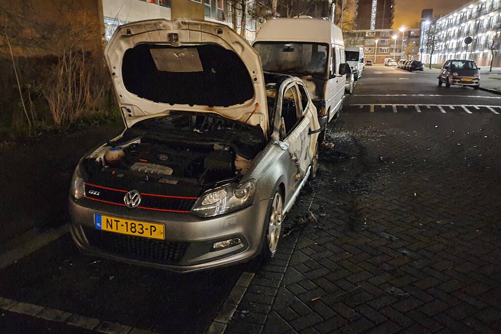Auto verwoest door brand