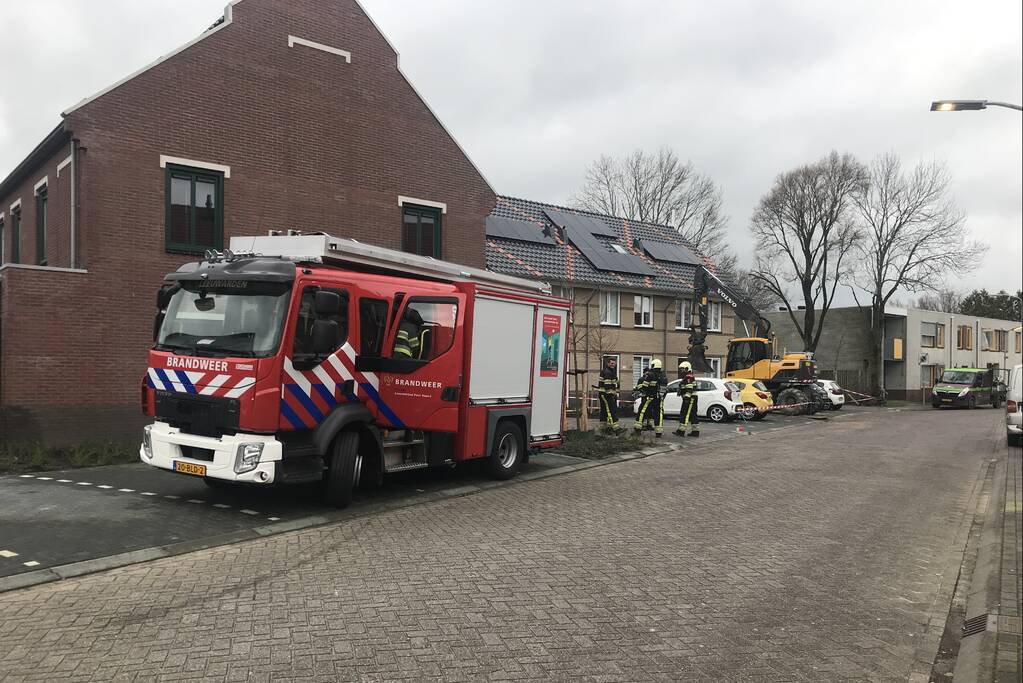 Gasleiding geraakt bij graafwerkzaamheden