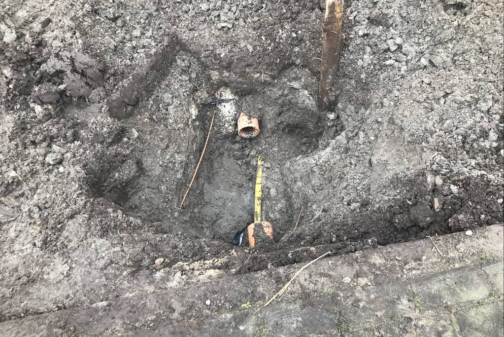 Gasleiding geraakt bij graafwerkzaamheden
