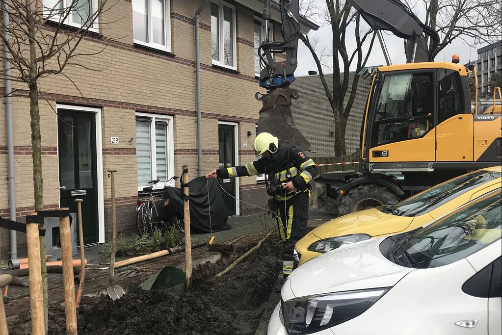 Gasleiding geraakt bij graafwerkzaamheden