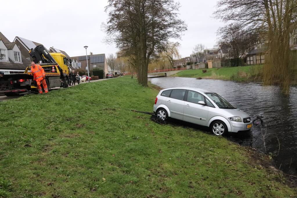 Personenauto belandt in water