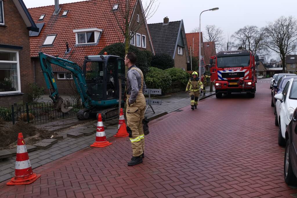 Gasleiding geraakt tijdens graafwerkzaamheden