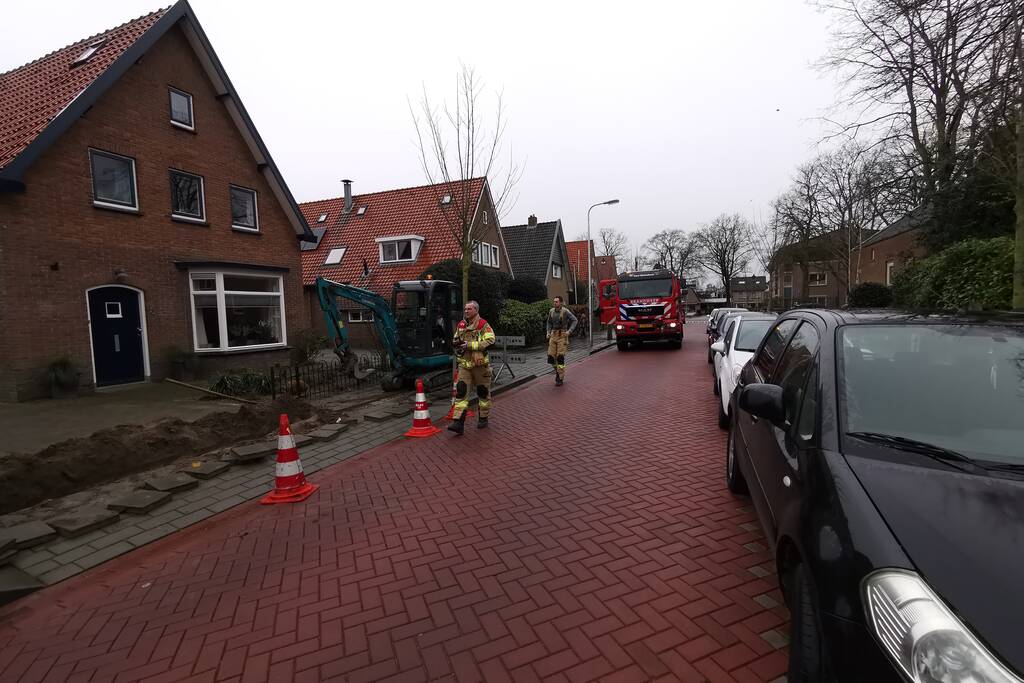 Gasleiding geraakt tijdens graafwerkzaamheden