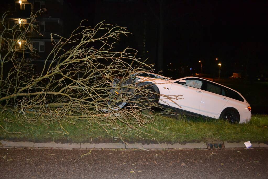 Auto rijdt tegen boom en raakt zwaarbeschadigd