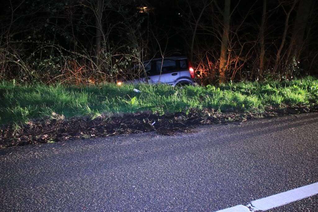Automobilist vliegt uit de bocht en belandt in de bosjes