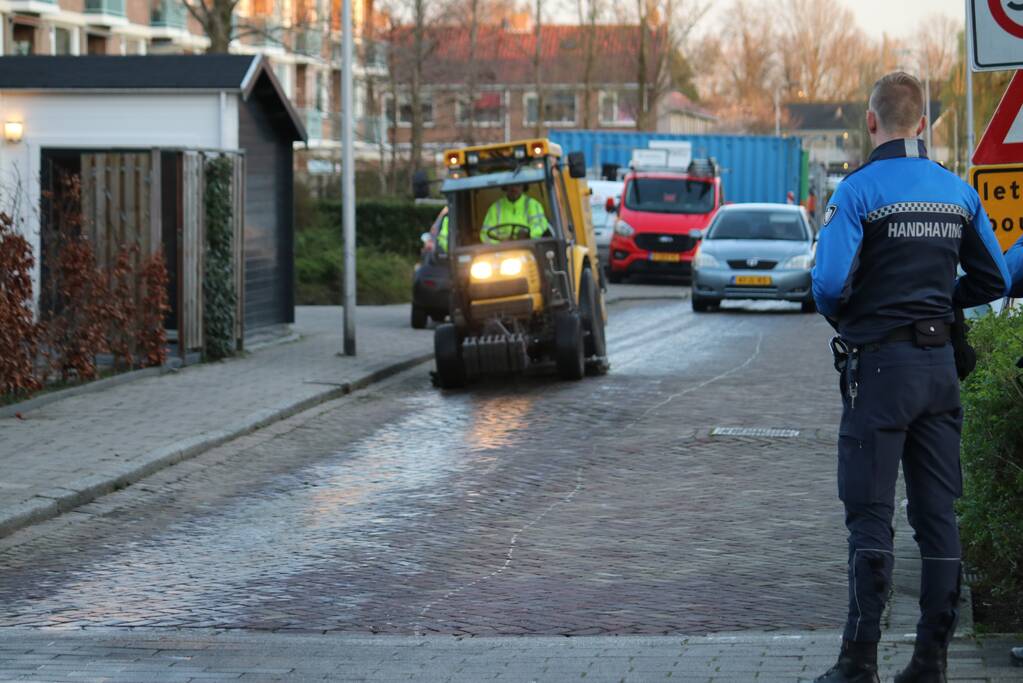 Straat besmeurd met olie