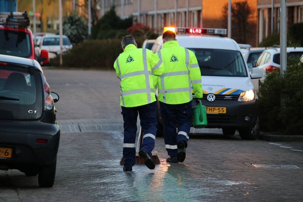 Straat besmeurd met olie