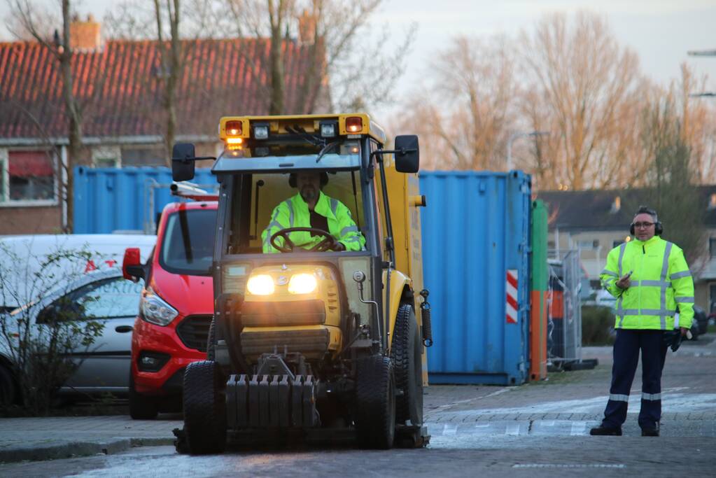 Straat besmeurd met olie