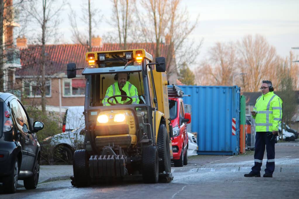 Straat besmeurd met olie