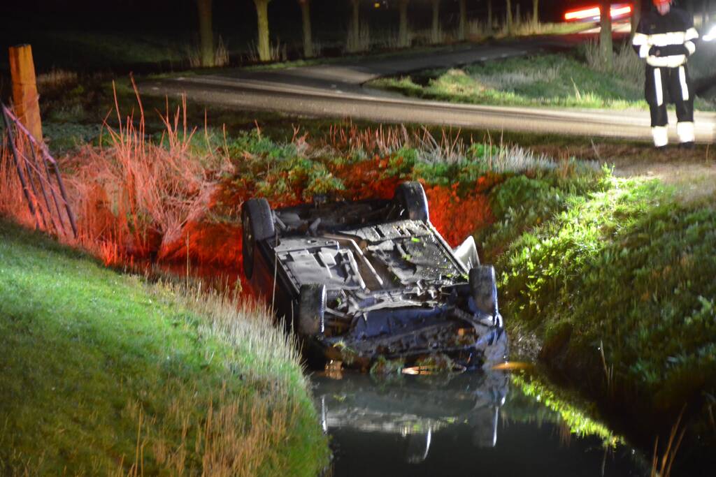 Auto op de kop te water