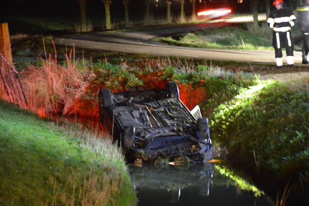 Auto op de kop te water