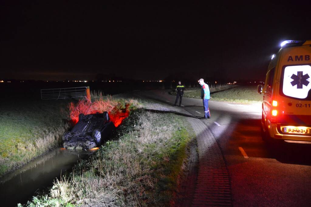 Auto op de kop te water