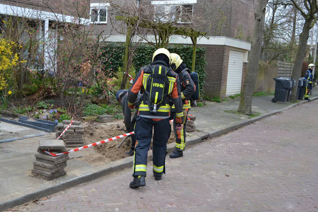 Gasleiding geraakt bij graafwerkzaamheden
