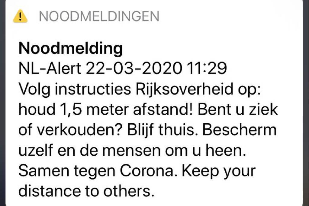 NL Alert: 1,5 meter afstand houden