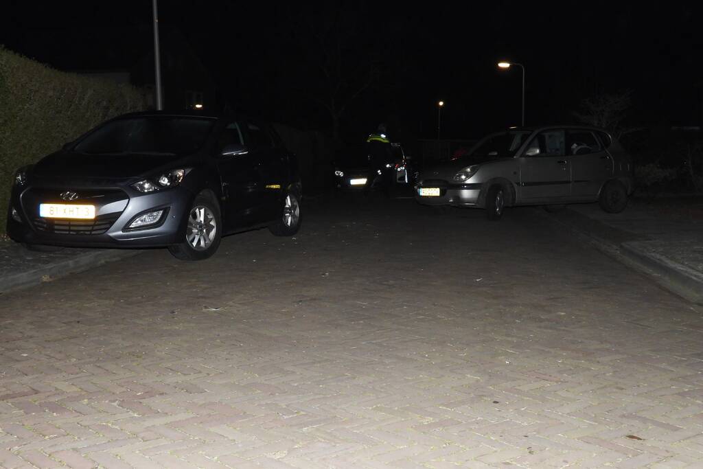 Automobilist ramt geparkeerde auto's