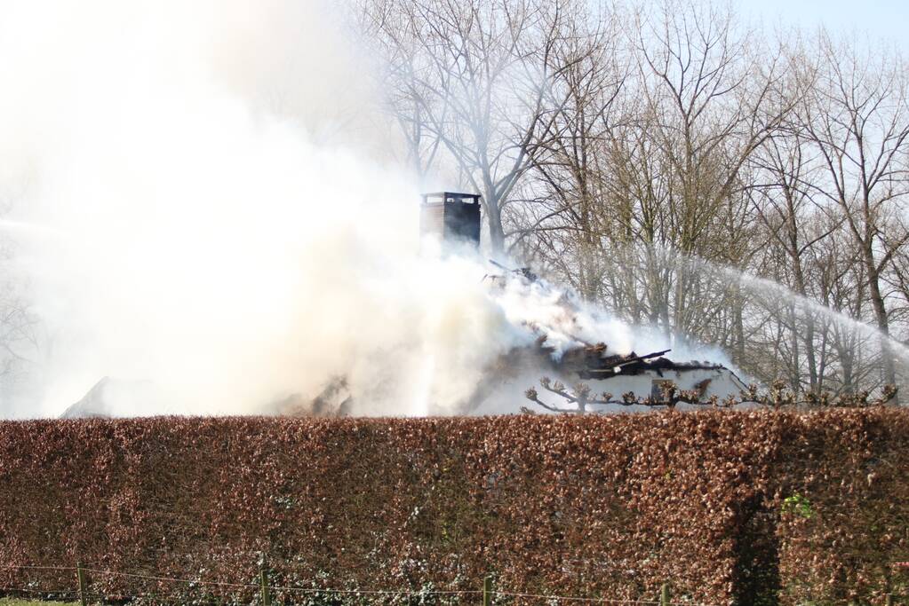 Rieten kap gaat in vlammen op