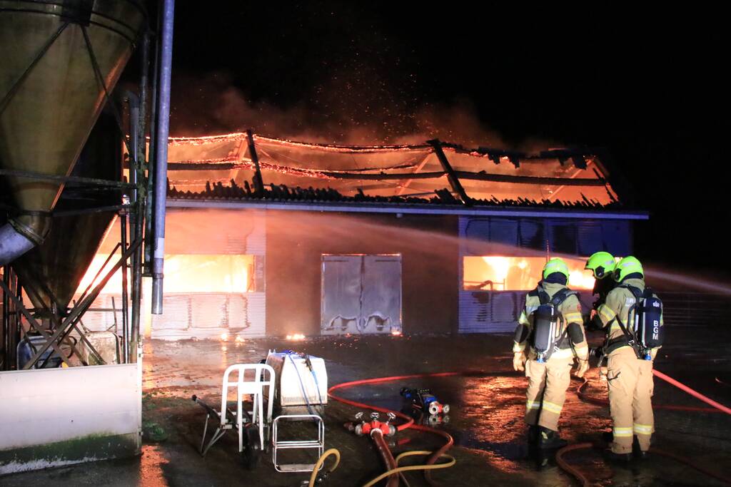 Grote brand in loods varkenshouderij