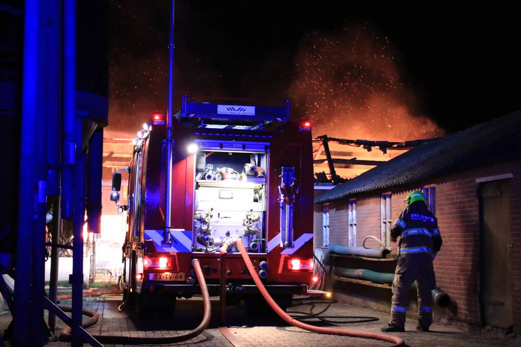Grote brand in loods varkenshouderij