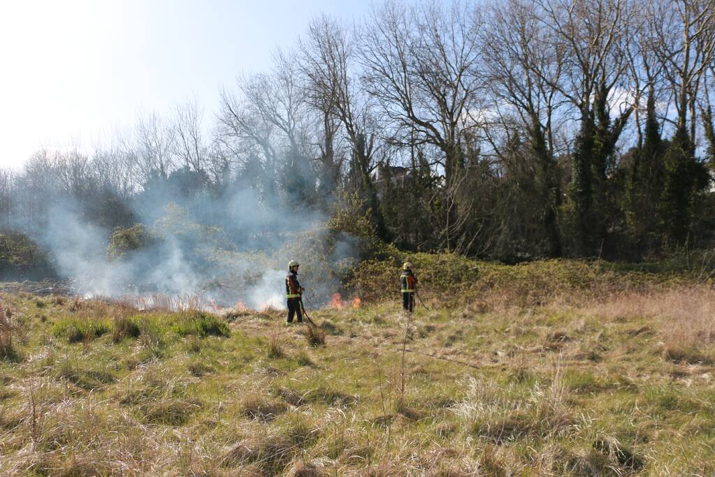 Stuk natuur achter bouwterrein in brand gestoken