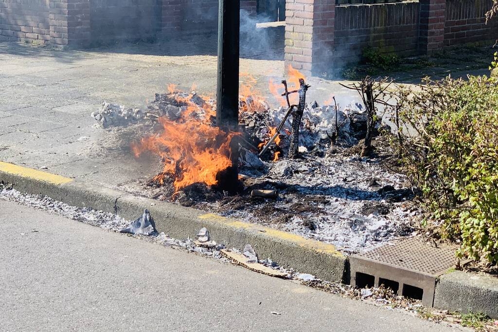 Dozen en struikgewas in brand gevlogen