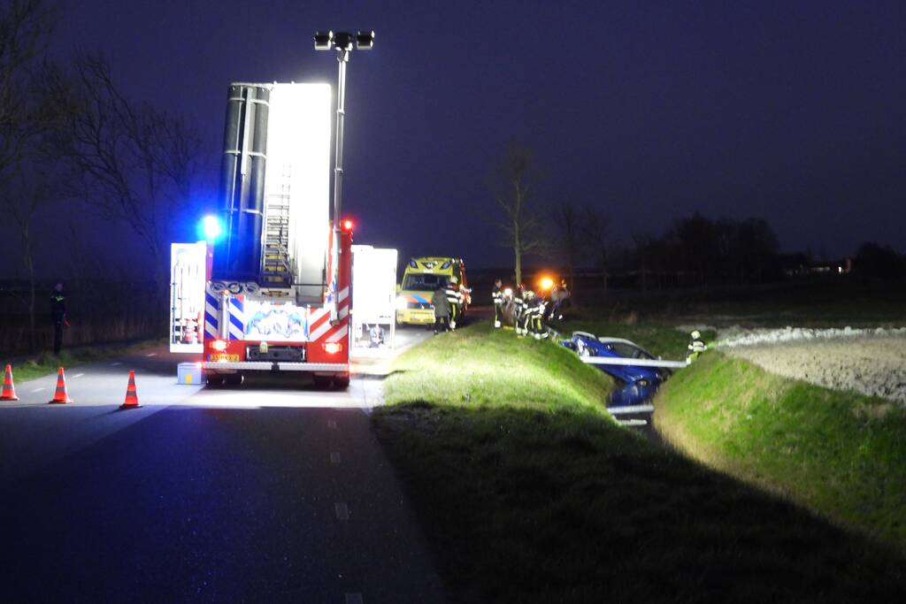 Auto belandt in de sloot