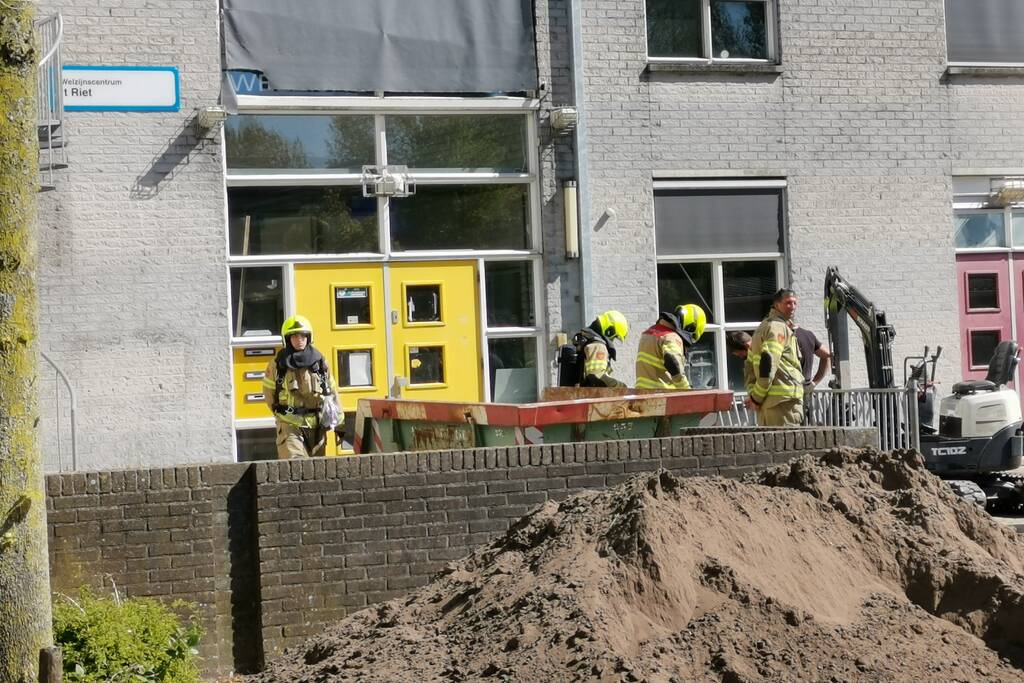 Gesprongen gasleiding na graafwerkzaamheden