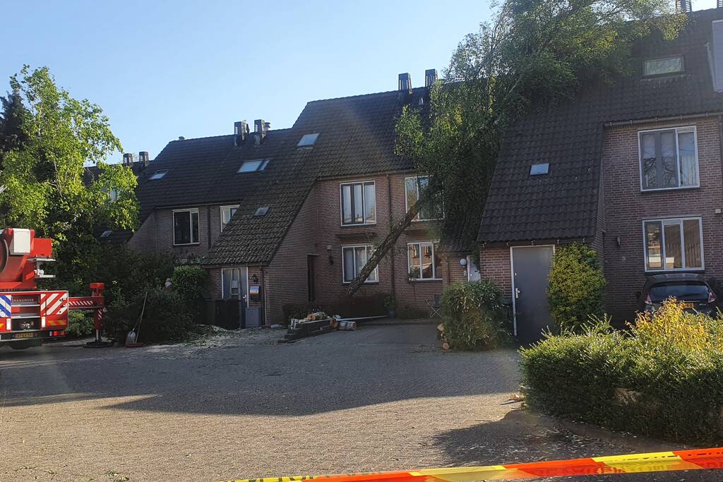 Boom omgevallen op woning
