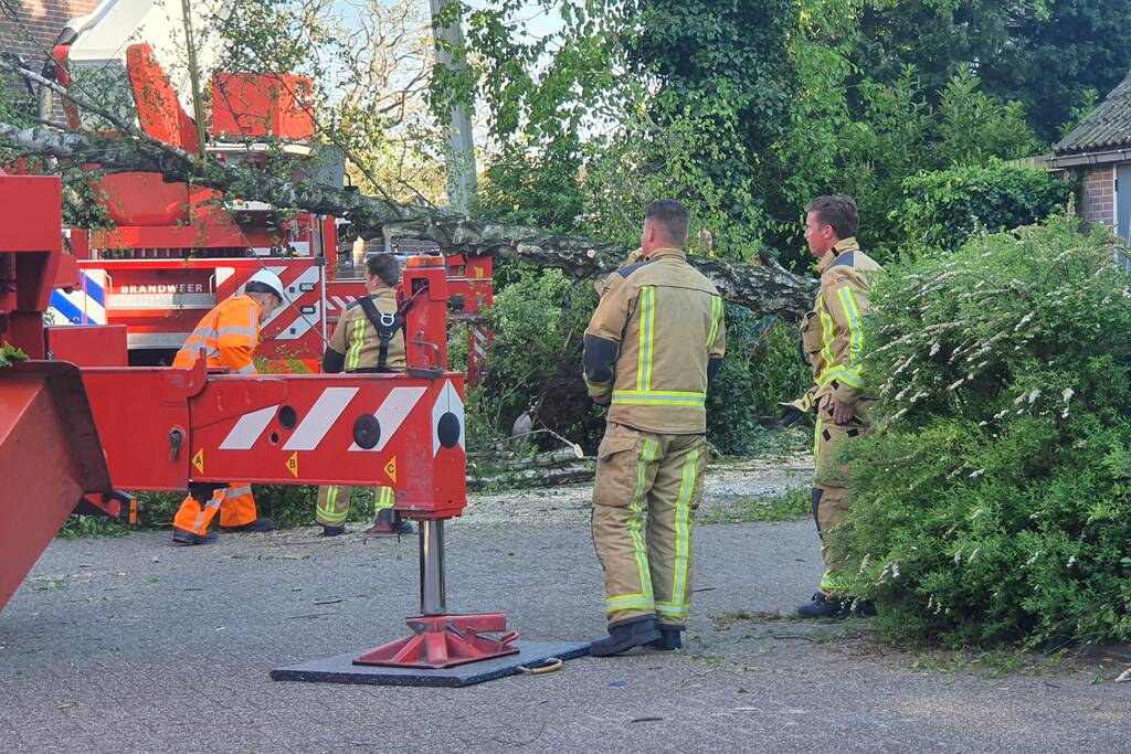 Boom omgevallen op woning