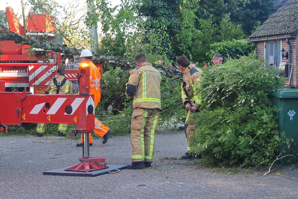 Boom omgevallen op woning