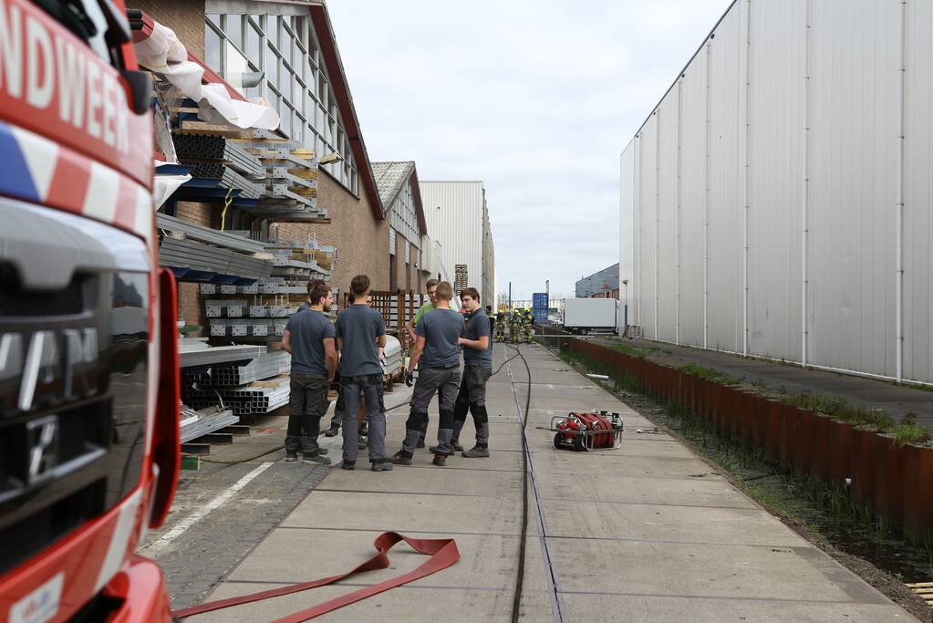 Compressor vat vlam in bedrijfspand
