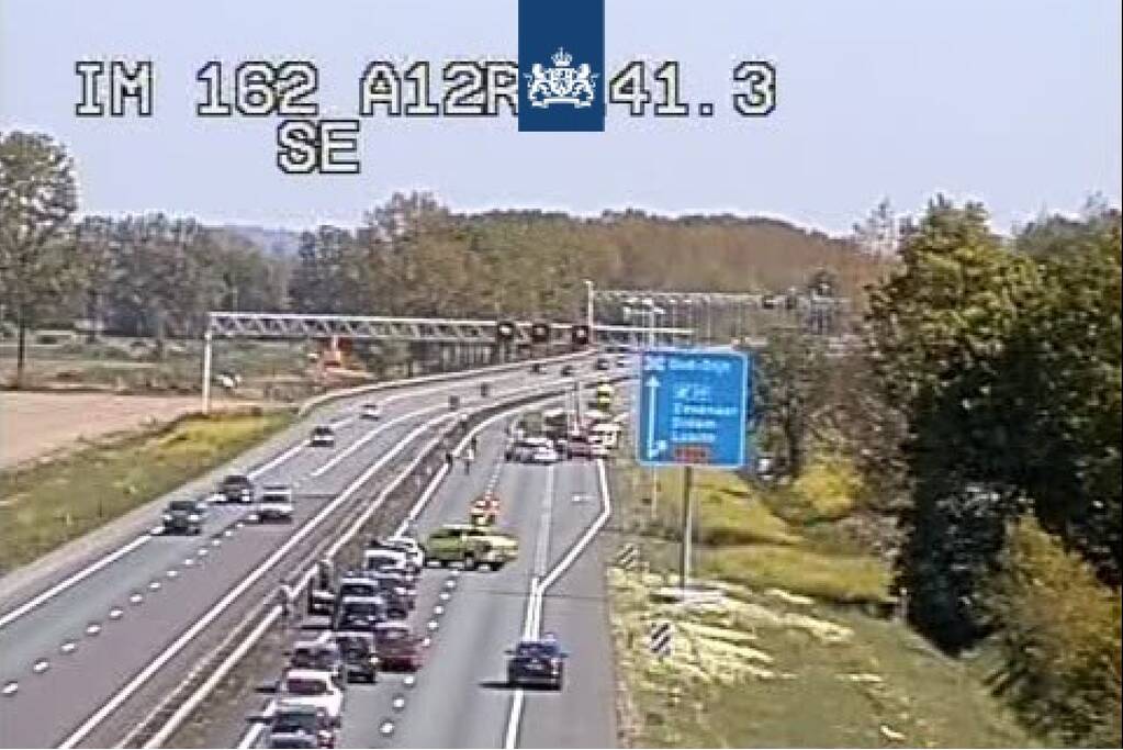 Bakwagen belandt in de sloot naast A12, chauffeur overleden